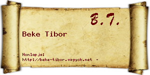Beke Tibor névjegykártya